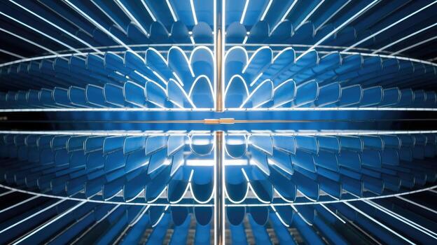 Abstract Arrangement of Blue Objects With White Lights photo