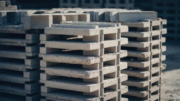 Stacked Concrete Blocks on a Construction Site During the Day photo