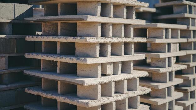 Stacked Stone Pallets Sit Outside at a Construction Site During the Daytime photo