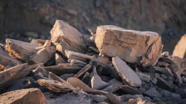 Close up View of Stacked Sedimentary Rocks in Utah Desert Landscape photo