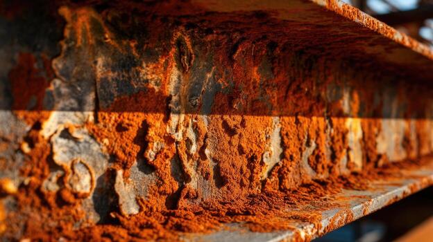 Corroded Steel I Beam Showing Advanced Oxidation and Material Degradation photo
