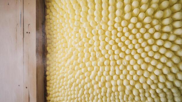 Yellow Pin Impression Board With Rounded Points on Wood Frame photo