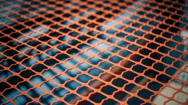 Orange Plastic Safety Netting Material Used at a Construction Site photo