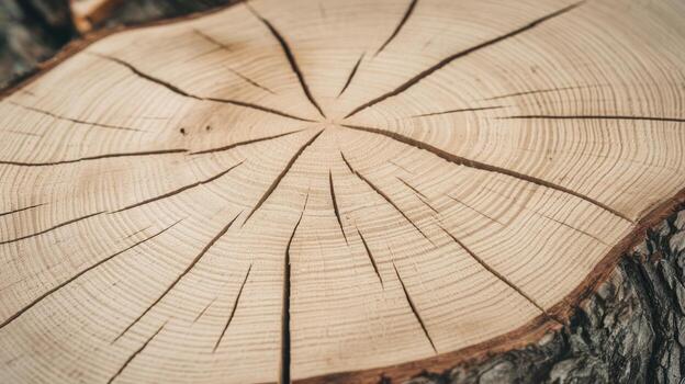 Close up View Displays Annual Growth Rings of a Tree Stump photo