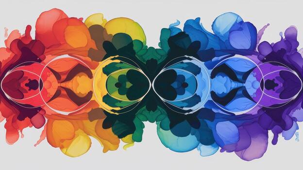 resumen vistoso acuarela pintura demostración líquido patrones, reflexiones, y simetría foto