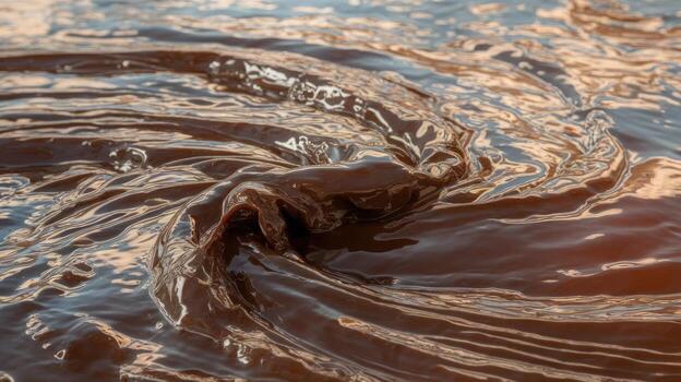Close up of Brown Liquid Swirling, Rippling, and Creating Small Waves photo