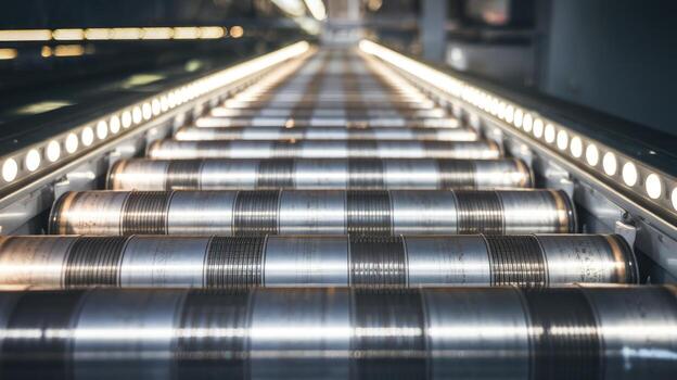 Metal Rollers Convey Items in a Factory During Daytime Operation photo