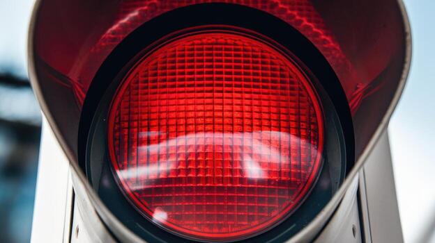 Bright Red Traffic Light Signalling Stop During the Daytime photo