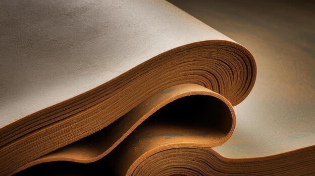 Stack of Rolled Sheets, Possibly Paper or Leather, Exhibiting Textures and Layers photo