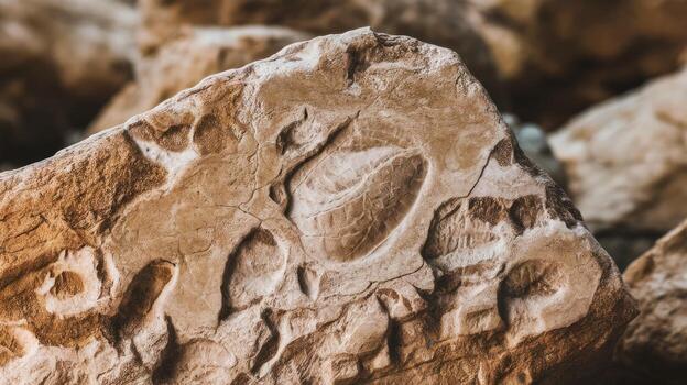 Close up Shows Detail of Fossil Impression on a Rock at Canyonlands photo