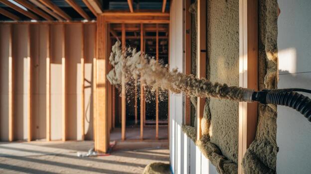 Insulation Installation in a New Home Construction Site During Daytime photo