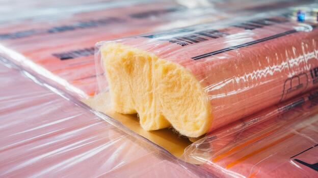 Pink and Yellow Candy Floss in Plastic Packaging on Display photo
