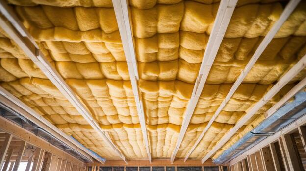 Ceiling Insulation Being Installed in a New House Construction photo