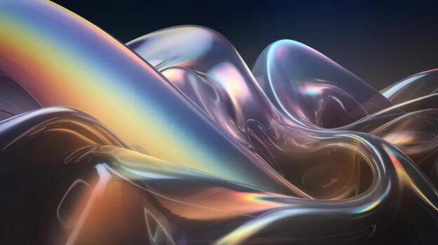Abstract Flowing Shape With Rainbow Reflection on a Dark Background photo
