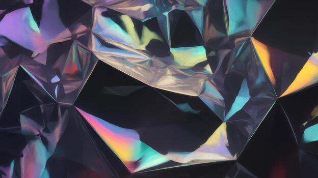 Abstract Shiny Texture With Geometric Shapes Reflecting Rainbow Colors photo