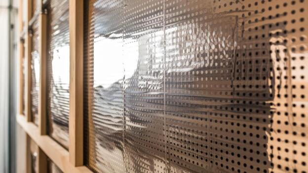 Wall Construction With Wooden Frame and Reflective Perforated Insulation Sheets, Daytime photo