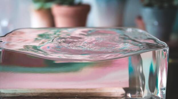 Liquid Surface Tension and Reflection on Glass Object, Indoor Setting photo