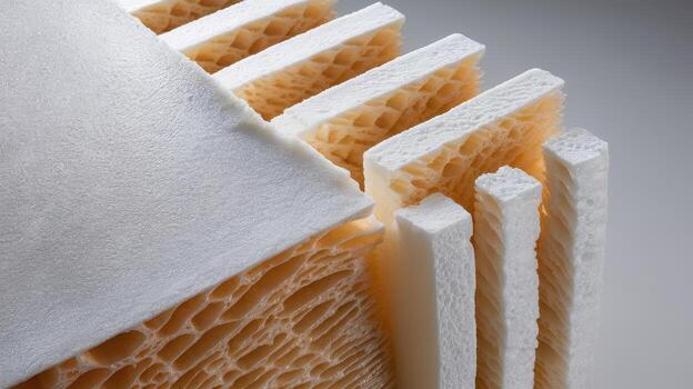 Close up of Various Foam Textures and Layering for Construction photo