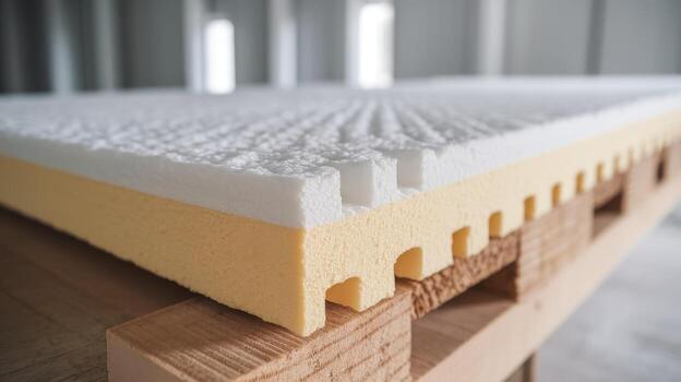 Layers of Foam Mattress on Wooden Frame Showing Construction Details photo