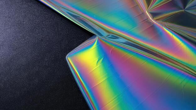 Iridescent Foil Reflecting Vibrant Colors on a Textured Surface photo