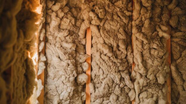 Insulation Being Installed in a House Wall During Daylight Hours photo
