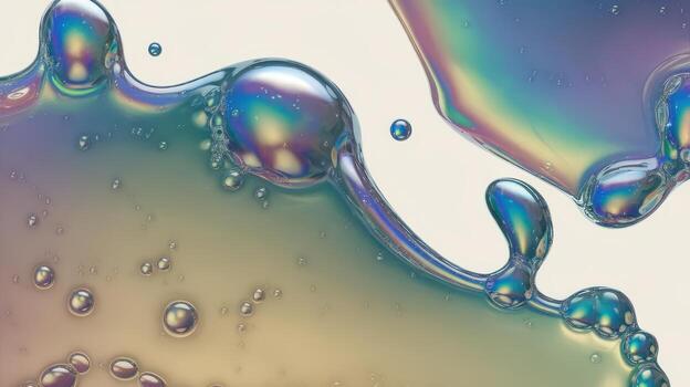 Abstract Fluid Art Displaying Iridescent Colors and Shapes in a Flowing Pattern photo