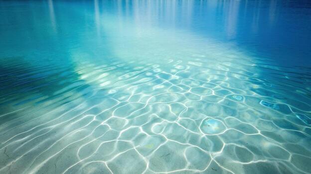 Clear Turquoise Water Reflecting Sunlight Creates Patterns on the Sand photo