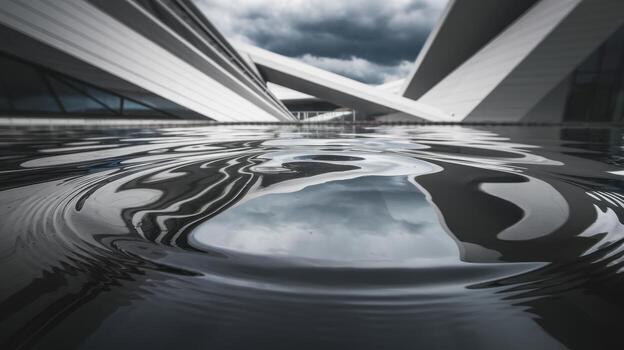 Reflective Modern Architecture on a Cloudy Day Near Santander, Spain photo