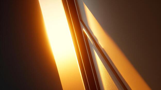 A warm glow of sunlight streaming through a partially open door, creating an inviting and tranquil ambiance. photo