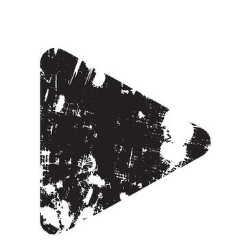 Distressed Grunge Style Play Button Design With Rough Textured Look vector