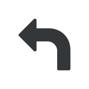 Left Turn Directional Arrow Sign Symbol Navigation Guidepost Indicator Road vector