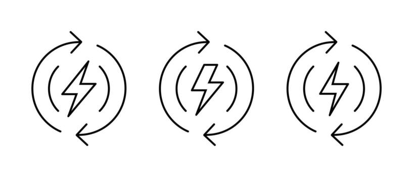 Energy loop icon set. Power rotation and renewable electricity symbol vector