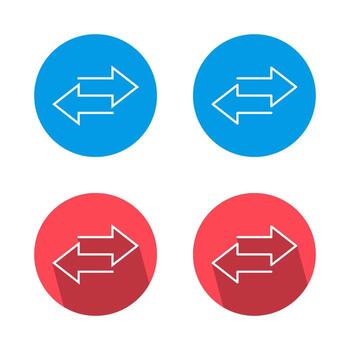 Exchange arrow icon with long shadow. Two way arrows symbol. Data transfer sign vector
