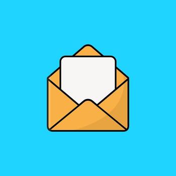 Open mail envelope icon. Message or email symbol in flat design vector