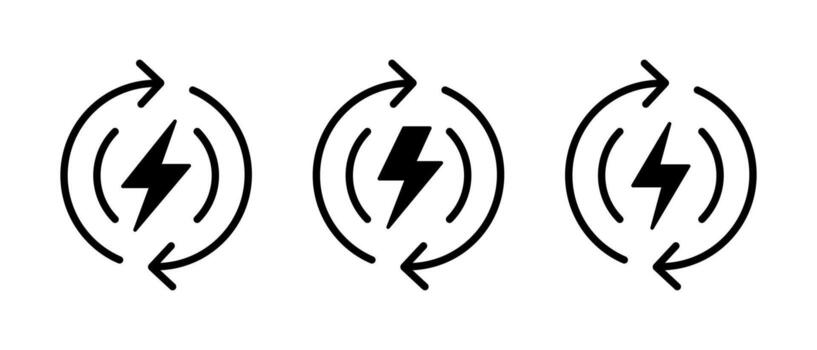 Energy loop icon set. Power recycle symbol. Electricity cycle sign vector