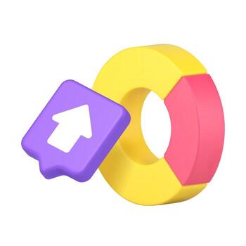 3d Realistic Icon Of Pie Chart With Up Arrow Symbol Inside Modern Speech Bubble vector