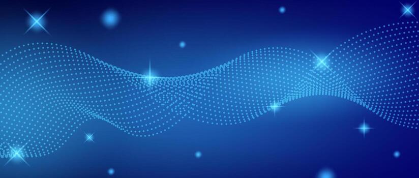 Dark blue gradient background with glowing light dots and soft wave pattern for futuristic and elegant style. vector