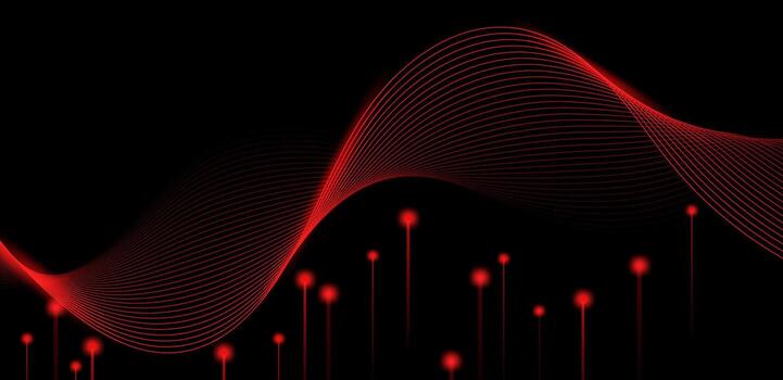 Technology dark abstract background with red glowing lines and soft gradient vector