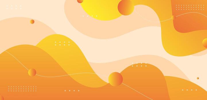 Orange abstract background with wavy lines and soft geometric shapes vector