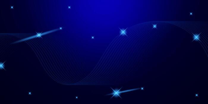 Blue abstract background with glowing wave lines and tiny dots creating a futuristic light flow effect. vector