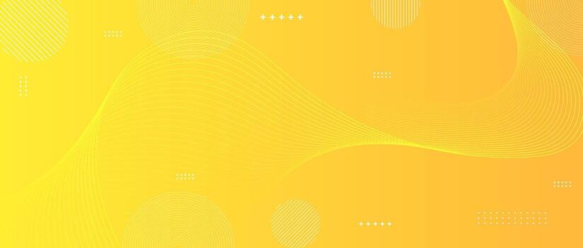 Bright yellow abstract background with smooth wave lines and modern gradient texture. vector