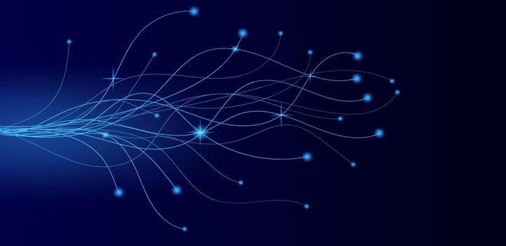 Technology dark blue background with glowing network lines vector
