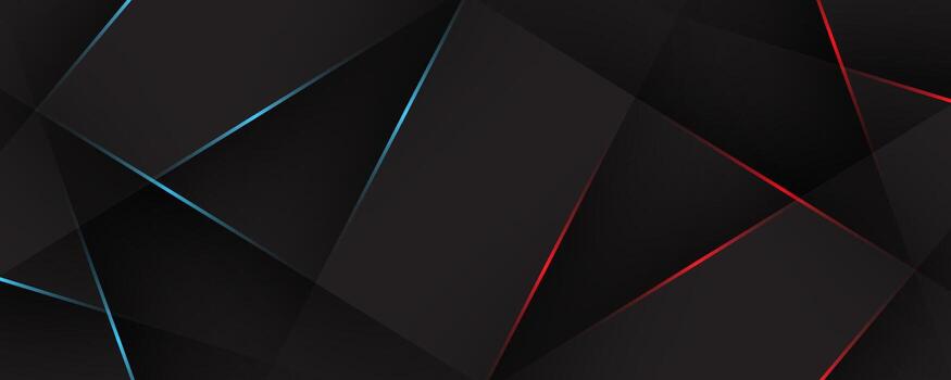 3D black techno abstract background overlap layer on dark space with red blue lights effect decoration. Modern graphic design element cutout lines style concept for web, flyer, card, or cover vector