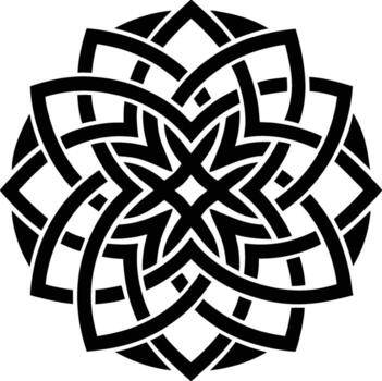 Intricate black celtic knot design symbolizing eternity and interconnectedness in a circular pattern vector