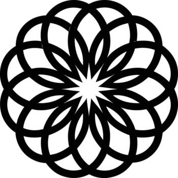 Intricate black geometric mandala pattern with repeating circular and starburst elements vector