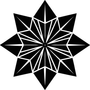 Geometric black starburst mandala design with sharp edges and angular symmetry vector