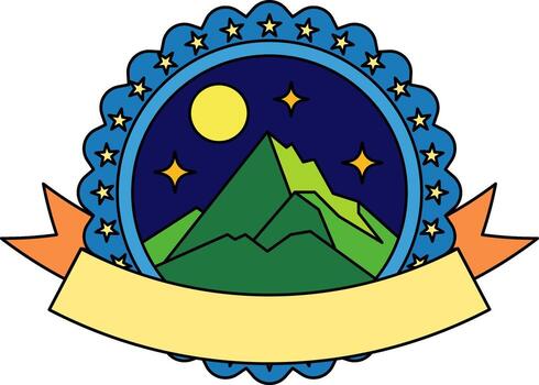 logotype of A mountain with a moon and stars vector