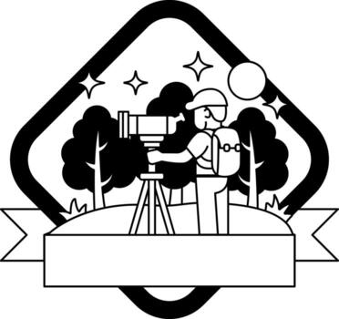 logotype of A boy is holding a camera in a forest vector