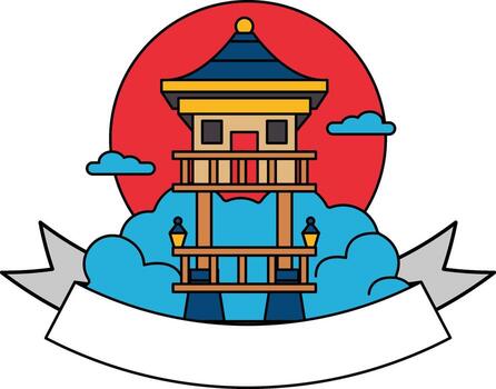 logotype icon of a Japanese pavilion vector
