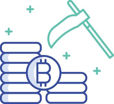 bitcoin mining outline color icon design vector
